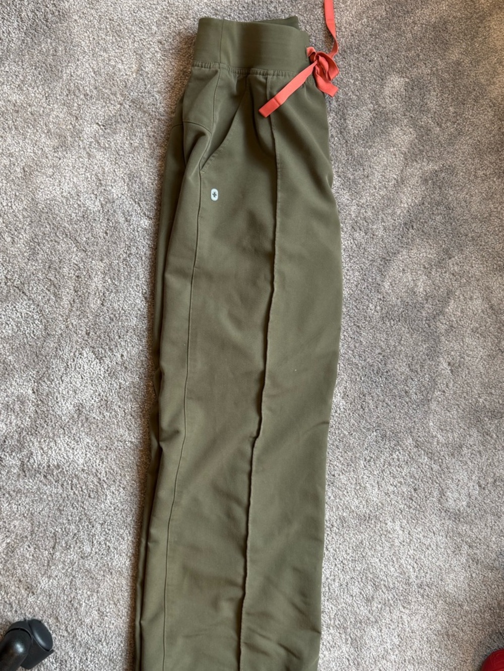 Figs Olive Green Pants with Coral Drawstring